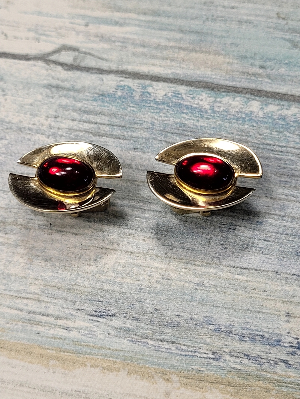 Anson Gold-Tone Cufflinks with red cabochon